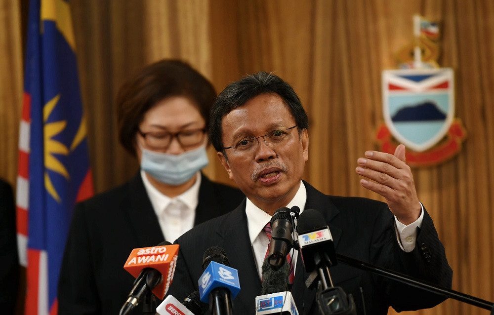 Chief Minister Datuk Seri Mohd Shafie Apdal speaks during a press conference in Kota Kinabalu June 10, 2020. u00e2u20acu201d Bernama pic