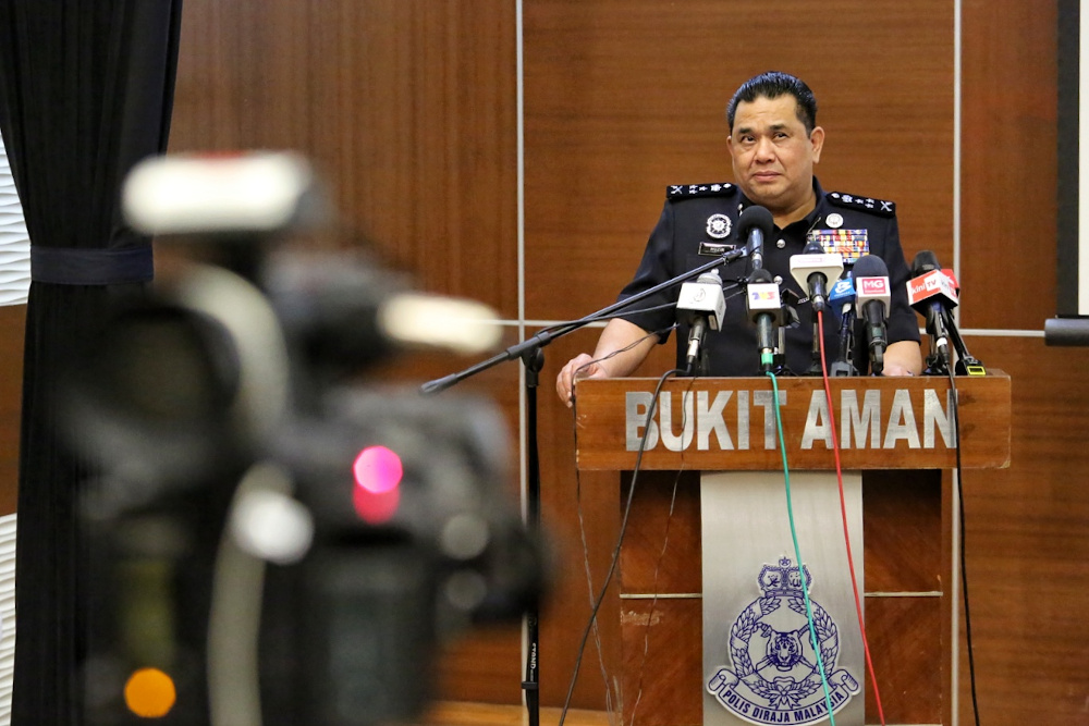 Bukit Aman Criminal Investigations Department director Datuk Huzir Mohamed at a press conference on smuggling of migrants operations, June 30, 2020. u00e2u20acu201d Picture by Choo Choy May