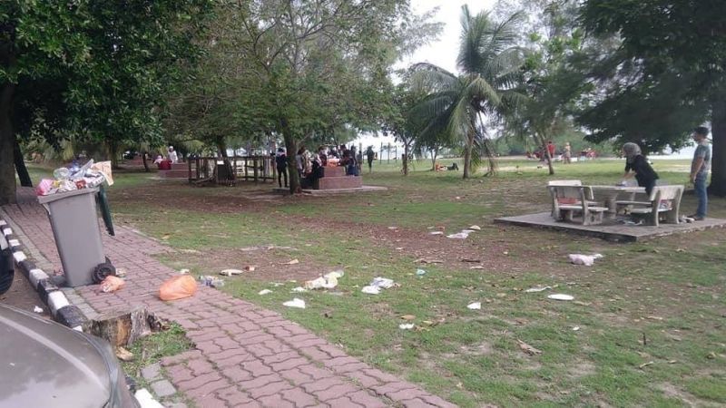 Scattered rubbish is seen on the ground at the popular beach town of Port Dickson. u00e2u20acu201d Picture via Facebook