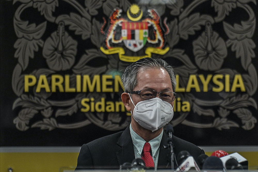 Gopeng MP Lee Boon Chye speaks to the media at the second meeting for the Third Term of the Fourteenth Parliament 2020, July 27, 2020. u00e2u20acu201d Picture by Hari Anggara