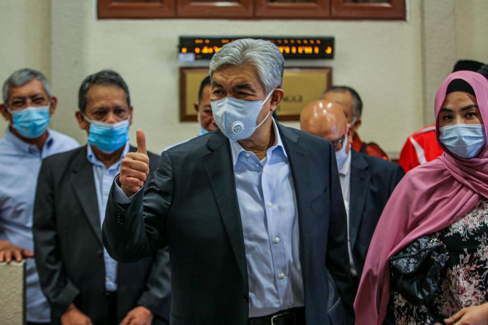 Datuk Seri Ahmad Zahid Hamidi is pictured at Kuala Lumpur Court Complex July 14, 2020. u00e2u20acu201d Picture by Hari Anggarann