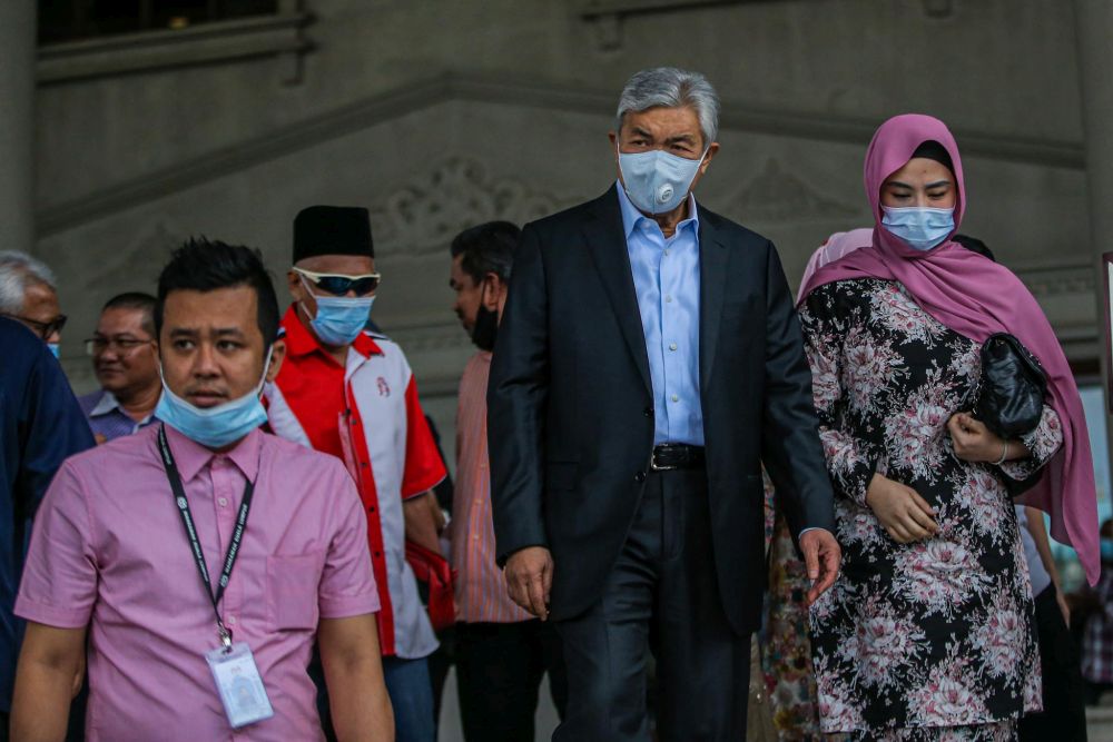 Datuk Seri Ahmad Zahid Hamidi is pictured at Kuala Lumpur Court Complex July 14, 2020. u00e2u20acu201d Picture by Hari Anggarann