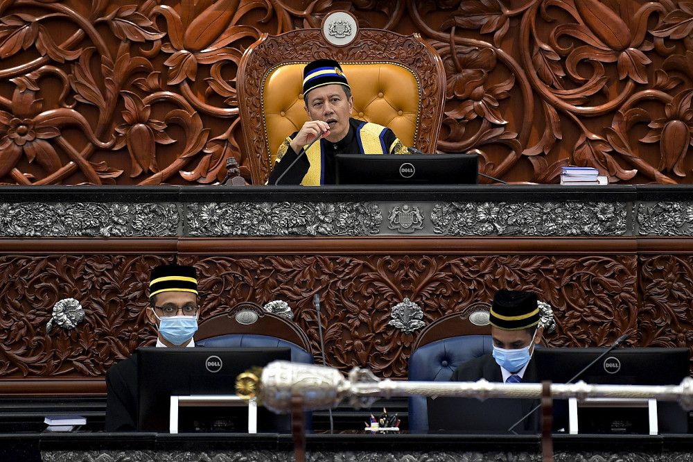 Newly-elected Dewan Rakyat Speaker Datuk Azhar Azizan Harun making his maiden speech in the august House July 13, 2020. u00e2u20acu201d Bernama pic