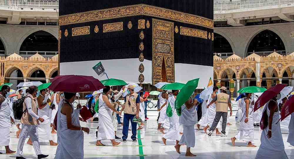 Muslim pilgrims circle the Kaaba at the Grand mosque during the annual Haj pilgrimage amid the Covid-19 pandemic, in the holy city of Mecca, Saudi Arabia July 29, 2020. u00e2u20acu201d Saudi Press Agency handout via Reuters