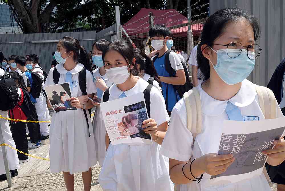 Secondary school students in a protest march near a school campus in Hong Kong, China June 12, 2020. u00e2u20acu201d Reuters pic