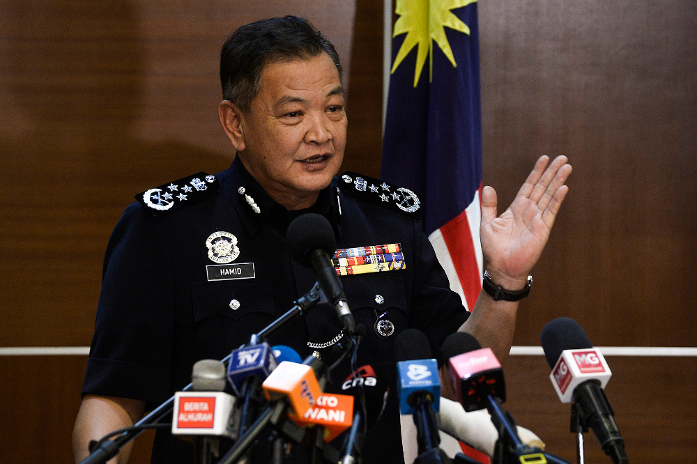 Inspector-General of Police, Tan Sri Abdul Hamid Bador speaks during a press conference at Bukit Aman headquarters July 10,2020. u00e2u20acu201d Picture by Miera Zulyana