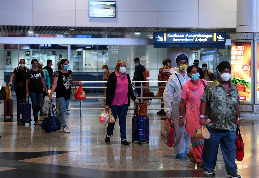 The Malindo Air aircraft ferrying the Malaysians from New Delhi landed at 6.31am in KLIA July 18, 2020. u00e2u20acu2022 Bernama pic
