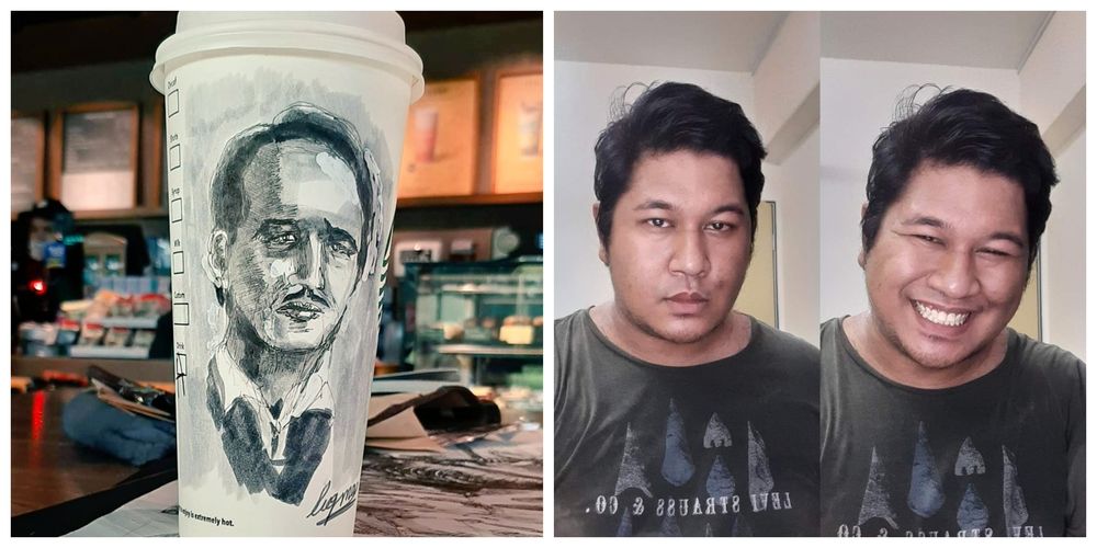 Luqman Hakim only took one hour to finish drawing the Health D-G portrait on a Starbucks cup. u00e2u20acu201d Photo courtesy of Twitter/ Hubert Ian Lee