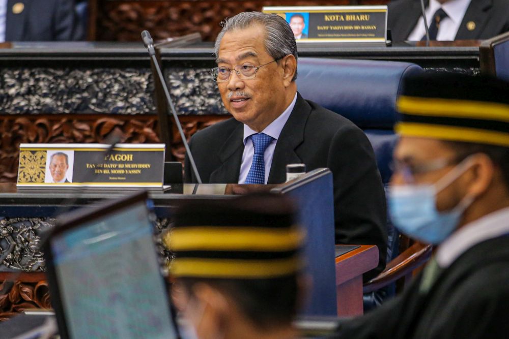 Prime Minister Tan Sri Muhyiddin Yassin is pictured during the second meeting of the third session of the 14th Parliament in Kuala Lumpur July 13, 2020. u00e2u20acu201d Picture by Hari Anggara
