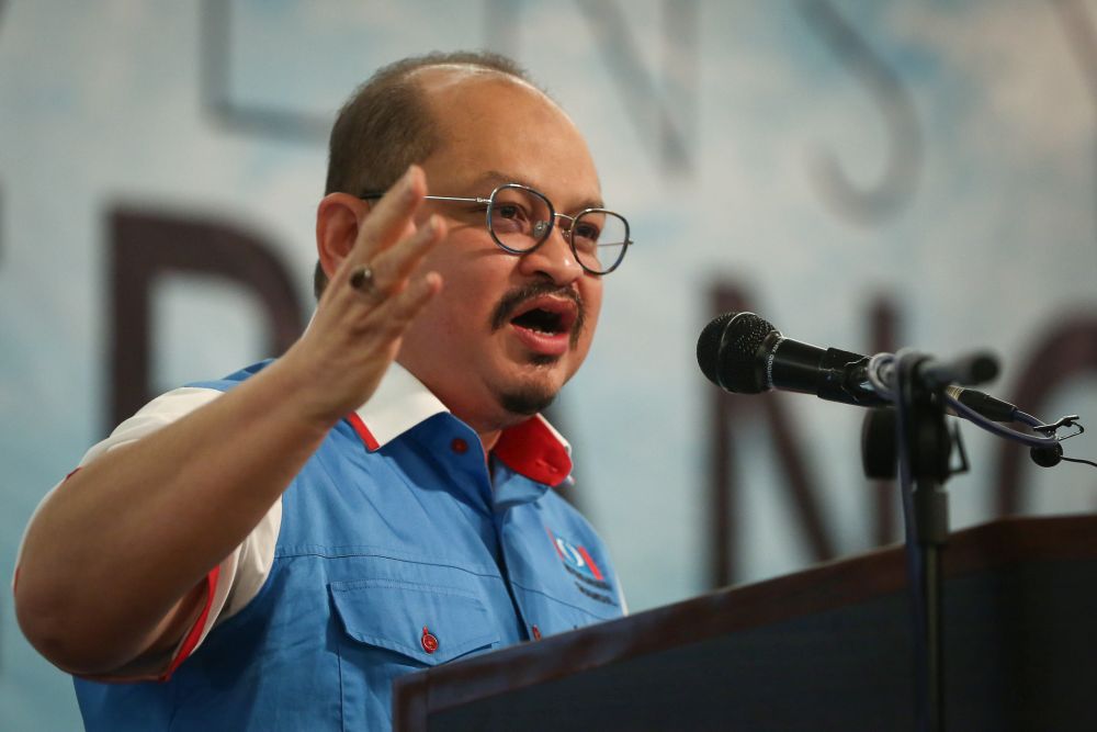 PKR information chief Datuk Seri Shamsul Iskandar Mohd Akin speaks during the PKR Information Convention in Ampang July 26, 2020. u00e2u20acu201d Picture by Yusof Mat Isa