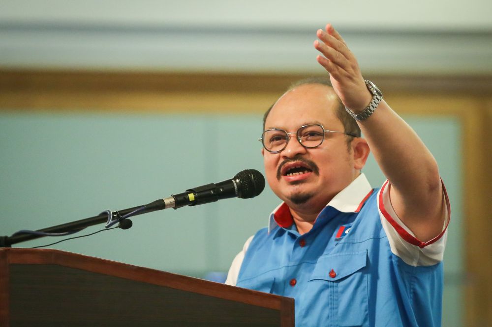 PKR information chief Datuk Seri Shamsul Iskandar Mohd Akin speaks during the PKR Information Convention in Ampang July 26, 2020. u00e2u20acu201d Picture by Yusof Mat Isa