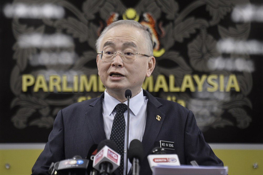 Transport Minister Wee Ka Siong speaks during a press conference at Parliament in Kuala Lumpur July 21, 2020. u00e2u20acu2022 Picture by Miera Zulyana