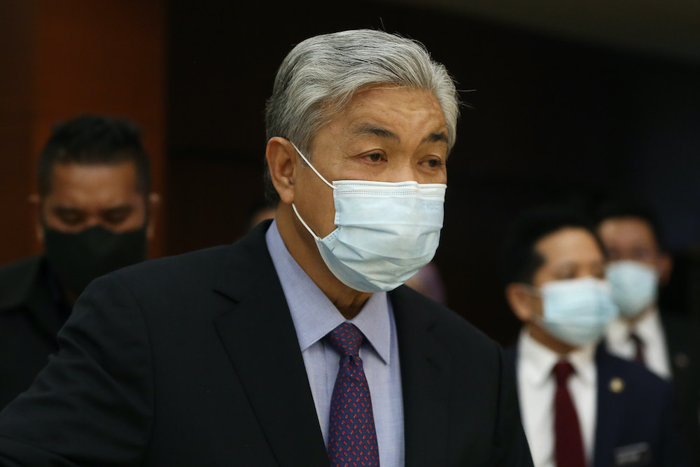 Bagan Datoh MP Datuk Seri Ahmad Zahid Hamidi is pictured at Parliament in Kuala Lumpur August 3, 2020. u00e2u20acu201d Picture by Yusof Mat Isa