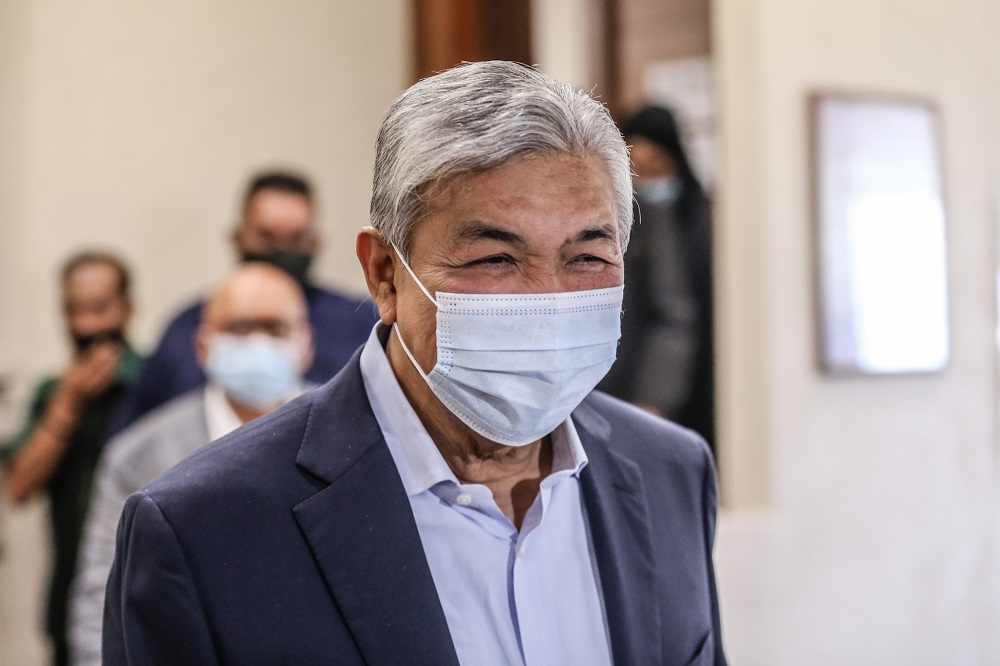 Datuk Seri Ahmad Zahid Hamidi is pictured at the Kuala Lumpur High Court August 11, 2020. u00e2u20acu201d Picture by Firdaus Latif