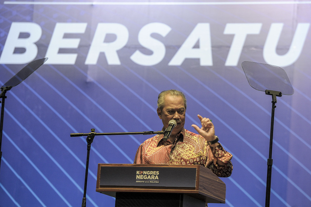 Tan Sri Muhyiddin Yassin delivers his speech during the National Congress: Unite For Malaysia event at Malaysia International Trade & Exhibition Centre (MITEC) in Kuala Lumpur, August 22, 2020. u00e2u20acu201d Picture by Shafwan Zaidon