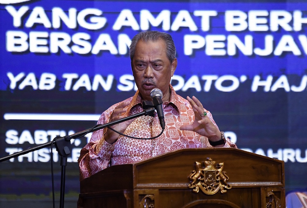 Prime Minister Tan Sri Muhyiddin Yassin speaks during a Townhall Session with Johor civil servants in Johor Baru August 15, 2020. u00e2u20acu201d Bernama pic