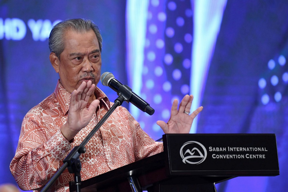 Prime Minister Tan Sri Muhyiddin Yassin delivers his speech at a gathering with Sabah Federal Civil Servants at the Sabah International Convention Centre in Kota Kinabalu August 29, 2020. u00e2u20acu201d Bernama pic