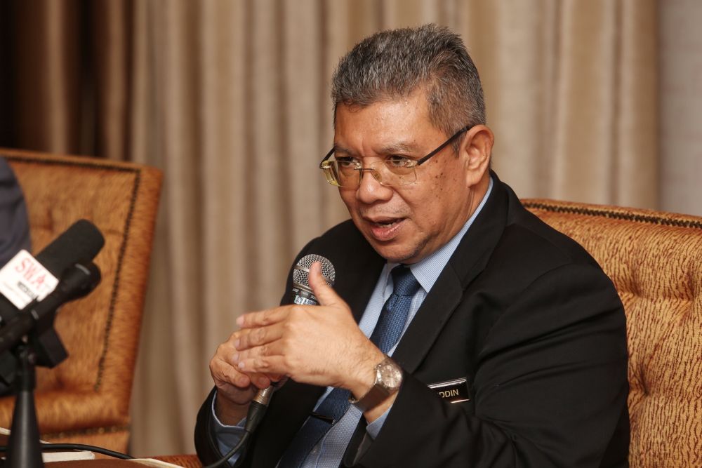 Communications and Multimedia Minister Datuk Saifuddin Abdullah speaks during a press conference at the Putra World Trade Centre in Kuala Lumpur August 26, 2020. u00e2u20acu201d Picture by Choo Choy May