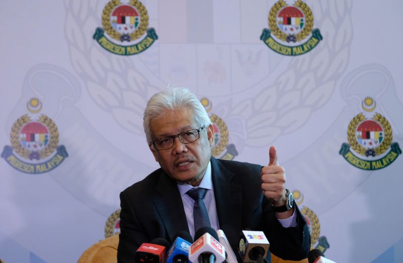 Home Minister  Datuk Seri Hamzah Zainudin  speaks during a press conference at the Putrajaya International Convention Centre August 13, 2020. u00e2u20acu201d Bernama pic