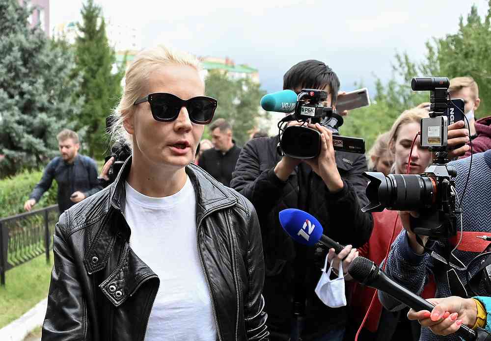 Yulia Navalnaya, wife of Russian opposition leader Alexei Navalny, speaks with the media outside a hospital, where Alexei receives medical treatment in Omsk, Russia August 21, 2020. u00e2u20acu201d Reuters pic