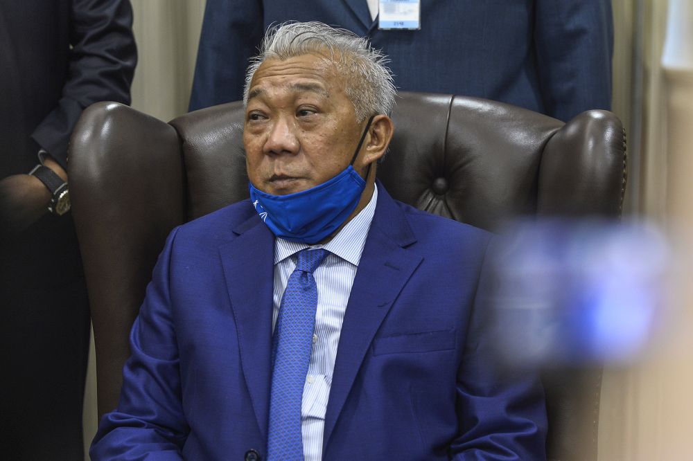 Kinabatangan MP Datuk Seri Bung Moktar Radin is pictured during a press conference in Parliament, Kuala Lumpur August 18, 2020. u00e2u20acu2022 Picture by Miera Zulyana