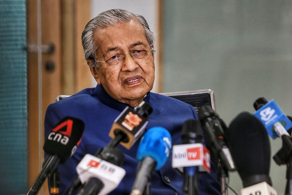 Tun Dr Mahathir Mohamad speaks to reporters during a press conference at Yayasan Al Bukhary in Kuala Lumpur August 7, 2020. u00e2u20acu201d Picture by Ahmad Zamzahurinn