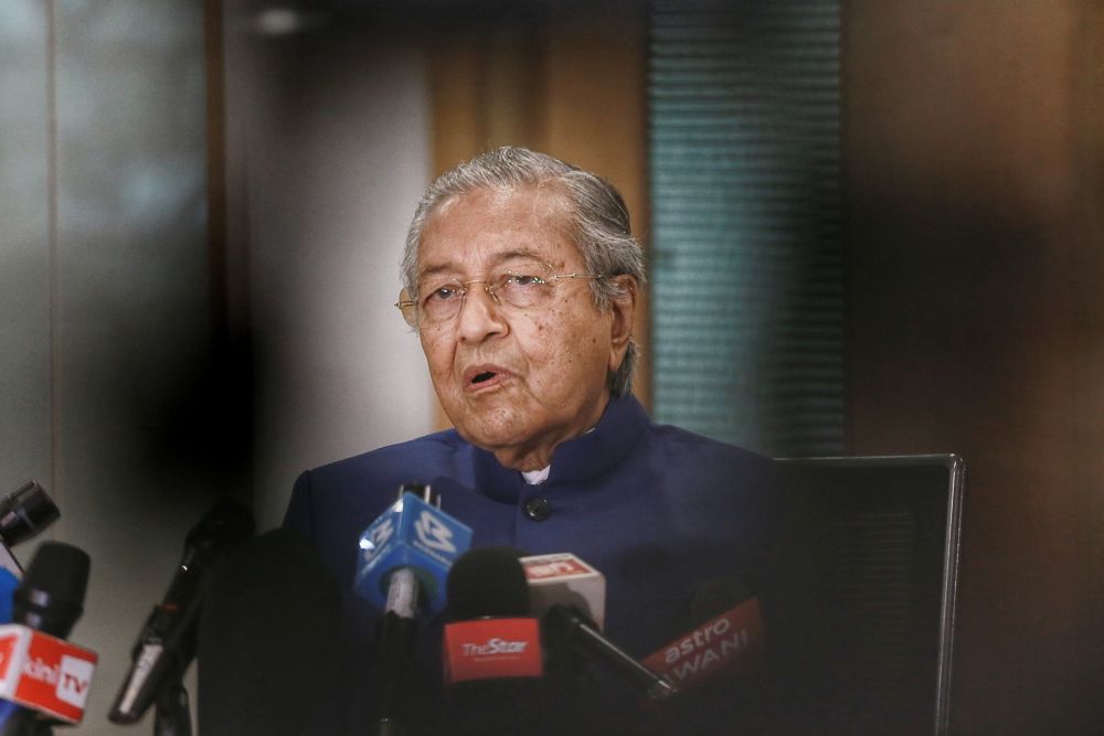 Tun Dr Mahathir Mohamad speaks to reporters during a press conference at Yayasan Al Bukhary in Kuala Lumpur August 7, 2020. u00e2u20acu201d Picture by Ahmad Zamzahurinn