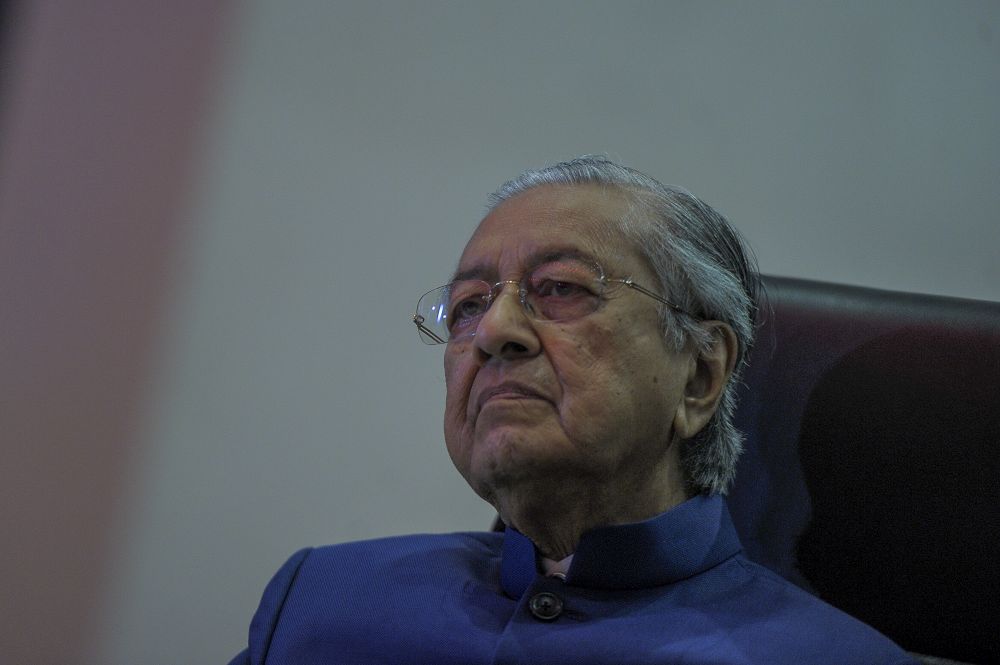 Tun Dr Mahathir Mohamad reacts during a media conference at the Pullman Kuala Lumpur in Bangsar August 7, 2020. u00e2u20acu201d Picture by Shafwan Zaidon