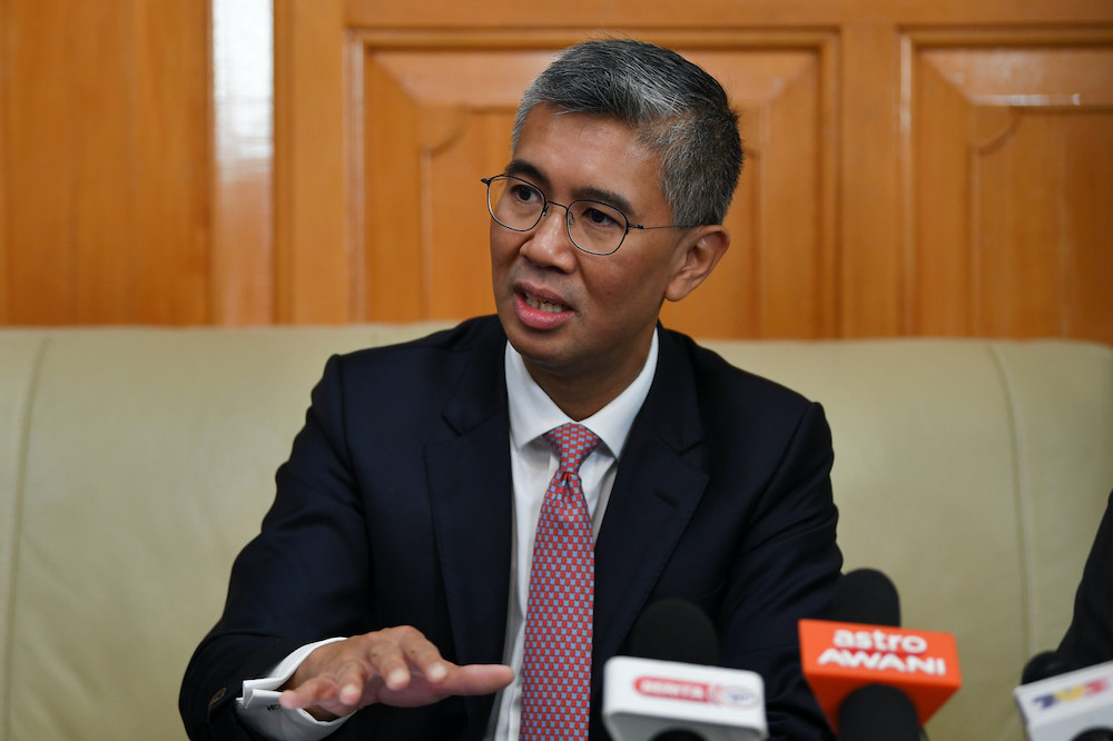 Finance Minister Tengku Datuk Seri Zafrul Tengku Abdul Aziz speaks to the media during a courtesy call to Terengganu Mentri Besar Datuk Seri Ahmad Samsuri Mokhtar at Wisma Darul Iman, September 6, 2020. u00e2u20acu201d Bernama pic