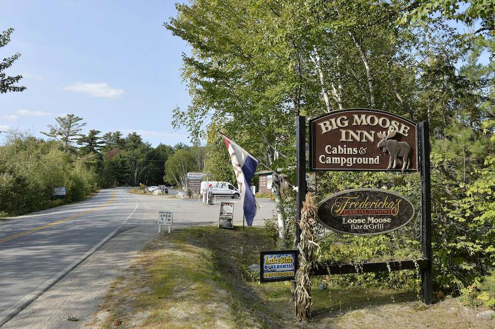 The entrance sign for the Big Moose Inn, Cabins & Campground where a wedding, connected to seven deaths and over 170 Covid-19 infections, took place on August 7 is seen in Millinocket, Maine on September 17, 2020. u00e2u20acu201d AFP pic