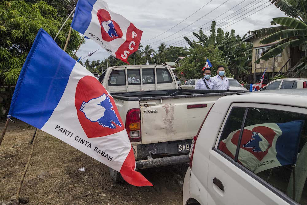 Parti Cinta Sabah (PCS) flags are seen in Kota Belud, Sabah September 20, 2020. u00e2u20acu201d Picture by Firdaus Latif