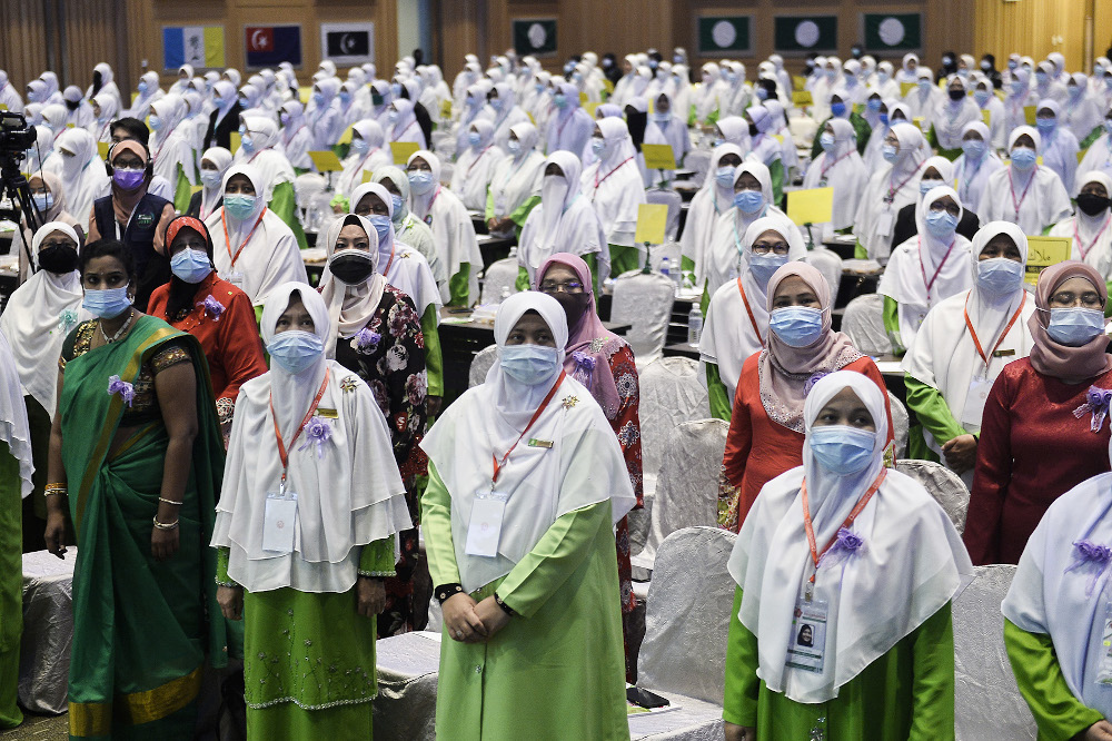 Delegates from the PAS Women Wing attend the annual PAS Muktamar in Kuala Lumpur September 11, 2020. u00e2u20acu201d Picture by Miera Zulyana