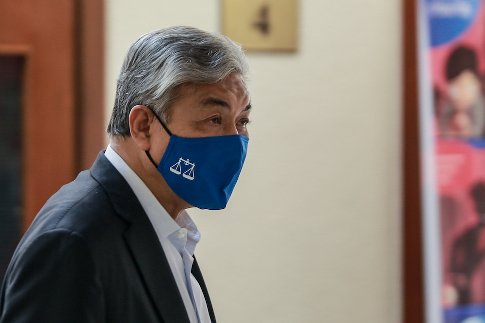 Datuk Seri Ahmad Zahid Hamidi arrives at the Kuala Lumpur High Court in Kuala Lumpur September 21, 2020. u00e2u20acu201d Picture by Ahmad Zamzahuri