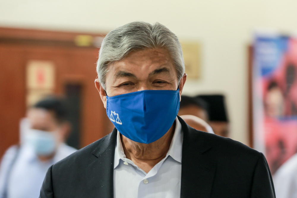 Datuk Seri Ahmad Zahid Hamidi arrives at the Kuala Lumpur High Court in Kuala Lumpur September 21, 2020. u00e2u20acu201d Picture by Ahmad Zamzahuri