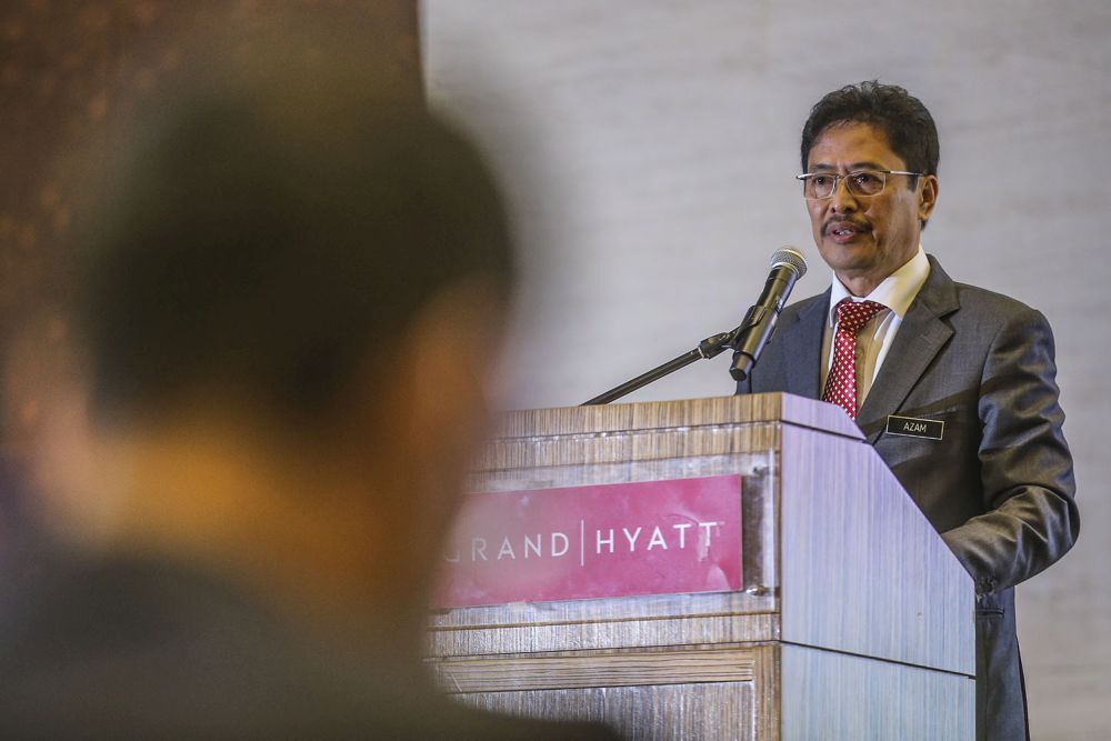 MACC chief commissioner Datuk Seri Azam Baki gives a speech during a Transparency International forum at the Grand Hyatt Kuala Lumpur September 15, 2020. u00e2u20acu201d Picture by Hari Anggara