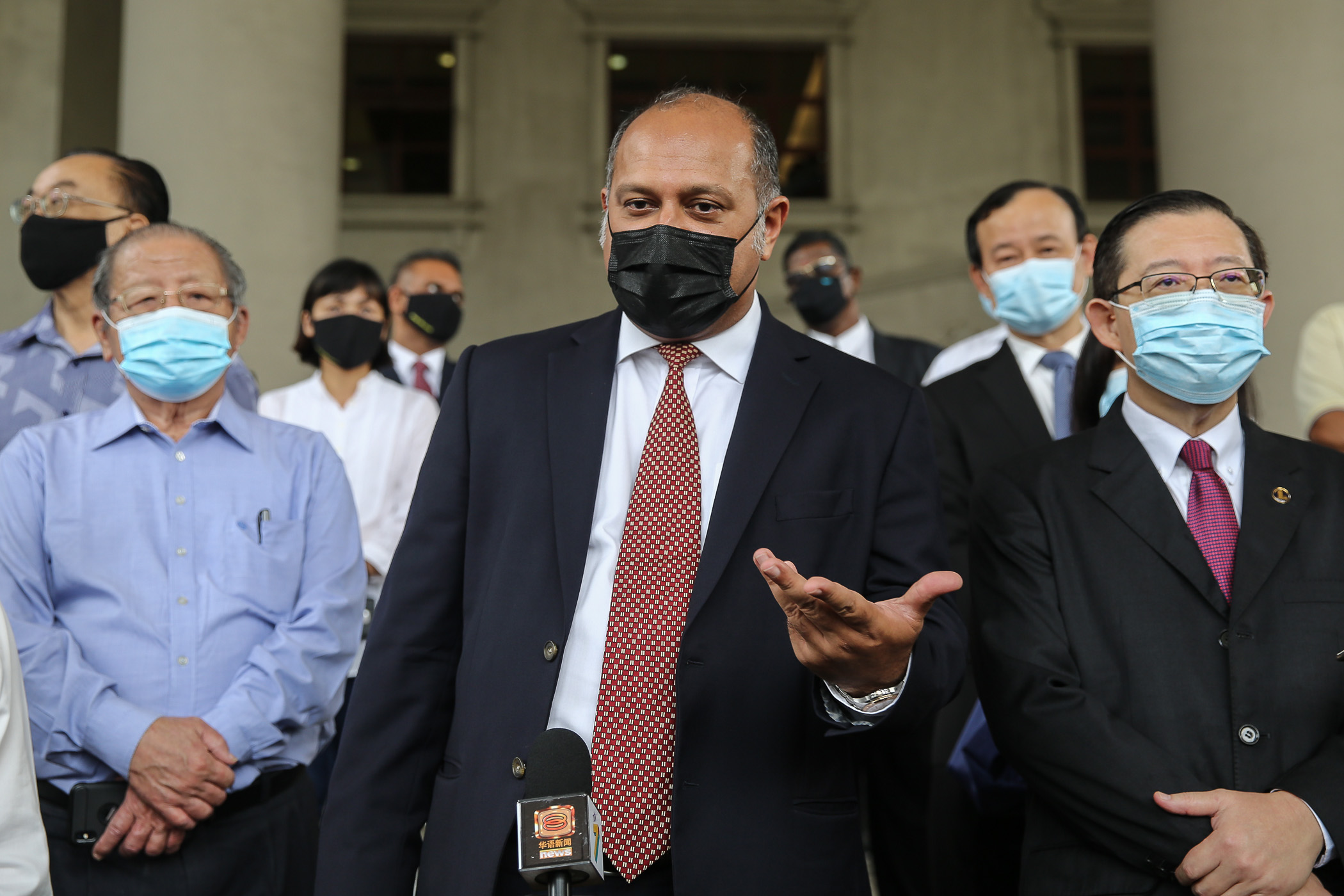 Lawyer Gobind Singh Deo speaks to reporters at the Kuala Lumpur High Court September 9, 2020. u00e2u20acu201d Picture by Yusof Mat Isa