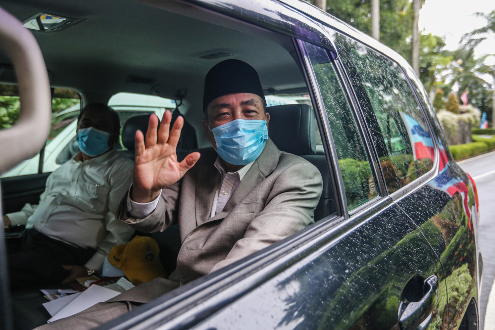 Sabah Bersatu chief Datuk Hajiji Noor leaves Istana Negeri Sabah in Kota Kinabalu September 28, 2020. u00e2u20acu2022 Picture by Firdaus Latif