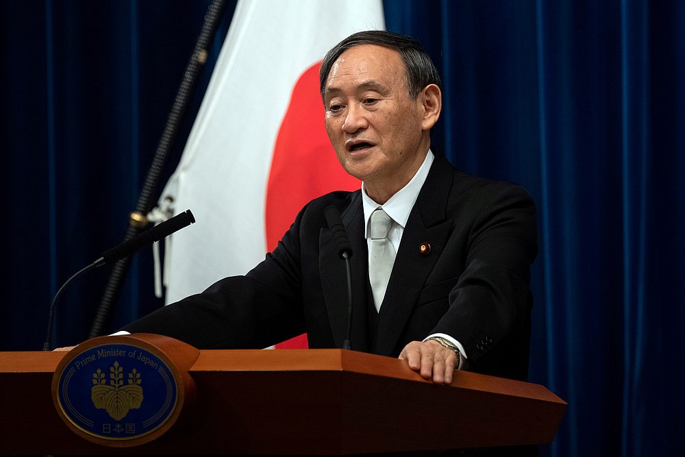 Yoshihide Suga speaks during a news conference following his confirmation as Prime Minister of Japan in Tokyo, Japan September 16, 2020. u00e2u20acu201d Pool pic via Reuters 