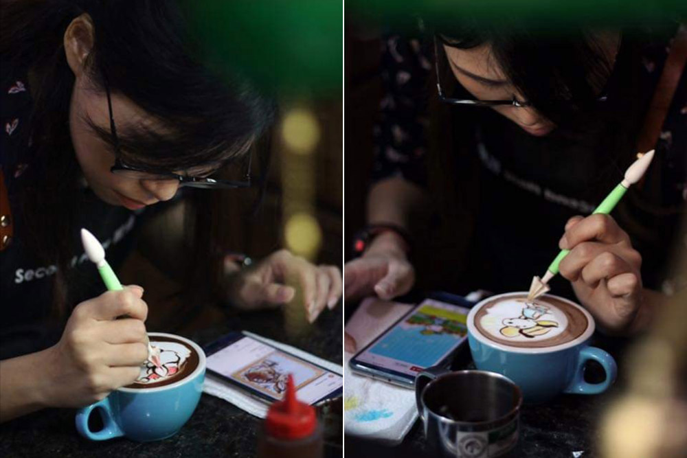 Ferlyn Jee决定采用“咖啡艺术”。-Kenny Mah摄-