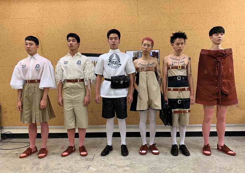 Models pose wearing Thai designer Tin Tunsopon's creations aiming to be an alternative to the school uniforms mandatory in the country April 19, 2020. u00e2u20acu201d Post-Thesis handout via Reuters