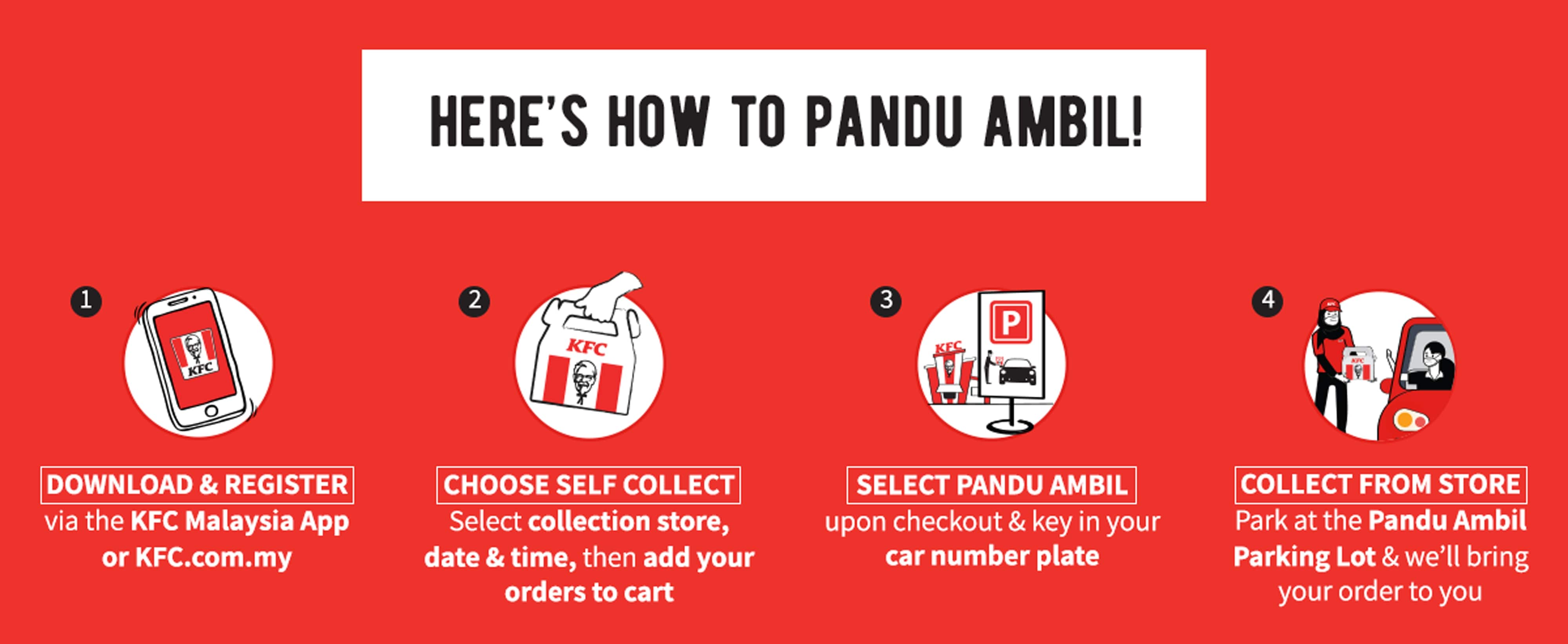 ‘Pandu Ambil’的点餐自取服务快捷又方便。-KFC提供-