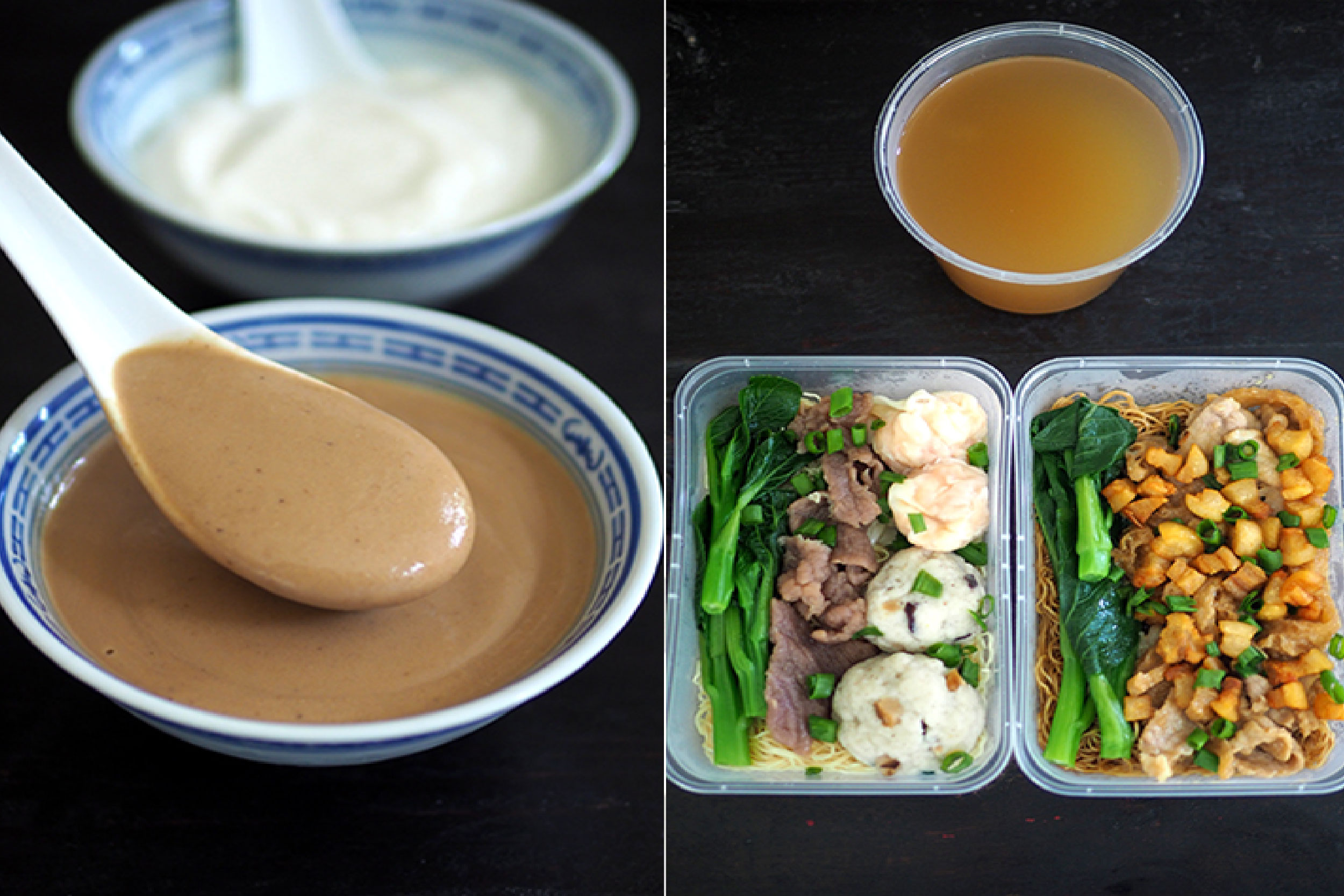 你可以在这里点核桃糊（左图）；店家会将汤和面分开（右图）。-Lee Khang Yi摄-