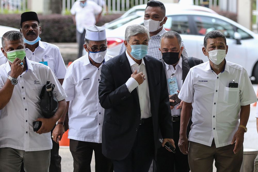 Datuk Seri Ahmad Zahid Hamidi arrives at the Kuala Lumpur High Court October 12, 2020. u00e2u20acu201d Picture by Yusof Mat Isa 