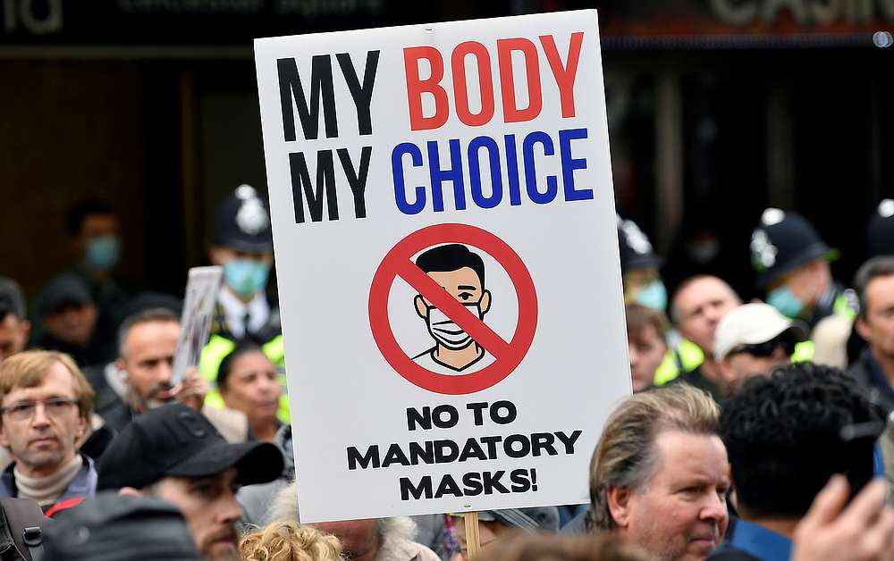 Anti-lockdown protesters take part in a march, amid the Covid-19 outbreak, in London, Britain October 17, 2020. u00e2u20acu201d Reuters pic