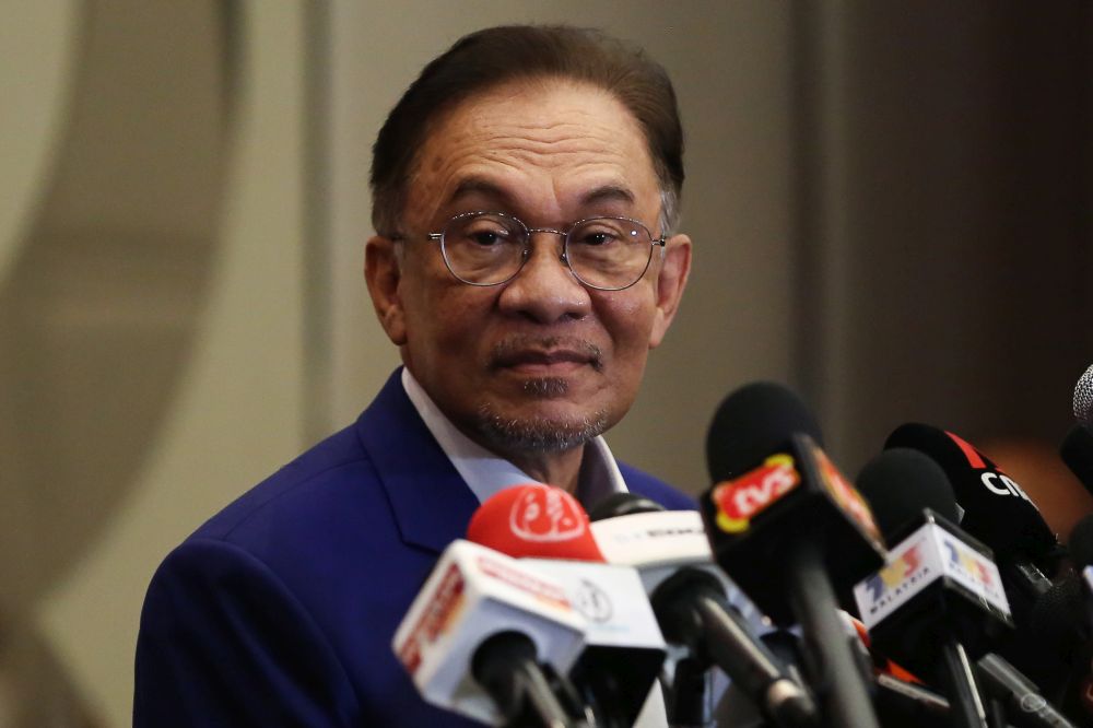 Datuk Seri Anwar Ibrahim speaks during a press conference at Le Meredian Kuala Lumpur October 13, 2020. u00e2u20acu201d Picture by Yusof Mat Isa