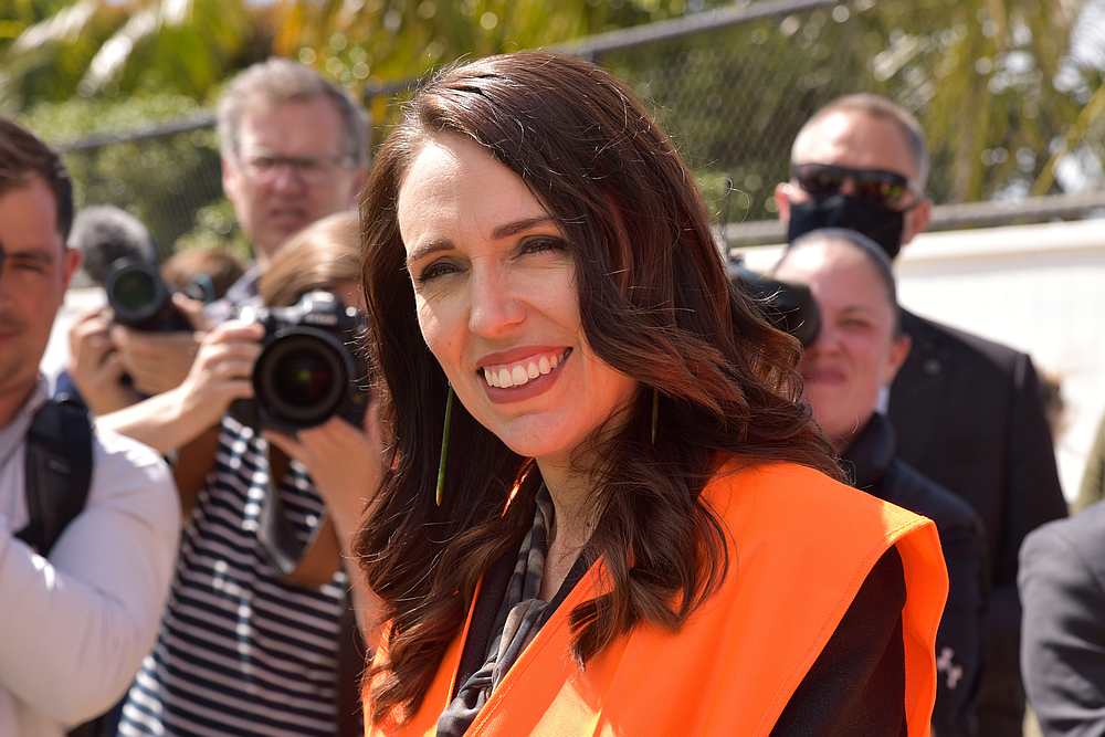 New Zealand Prime Minister Jacinda Ardern visits a building site in Auckland, New Zealand October 2, 2020. u00e2u20acu201d AAP Image via Reuters