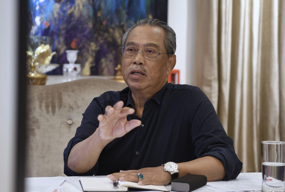 Prime Minister Tan Sri Muhyiddin Yassin speaking during a live video broadcast press conference at his residence in Kuala Lumpur October 13, 2020. u00e2u20acu201d Bernama pic 