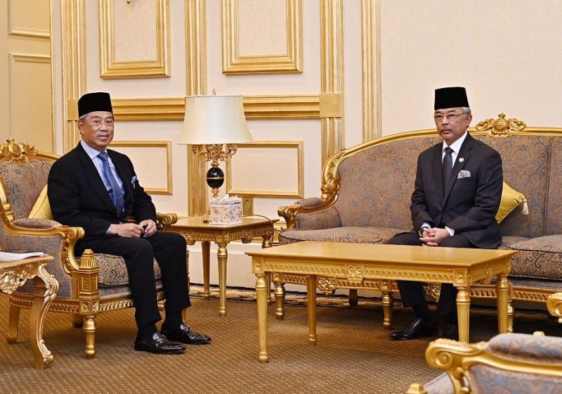 Prime Minister Tan Sri Muhyiddin Yassin met with the Yang di-Pertuan Agong Al-Sultan Abdullah Ri'ayatuddin Al-Mustafa Billah Shah at Istana Negara in Kuala Lumpur October 21, 2020. u00e2u20acu201d Picture via Facebook