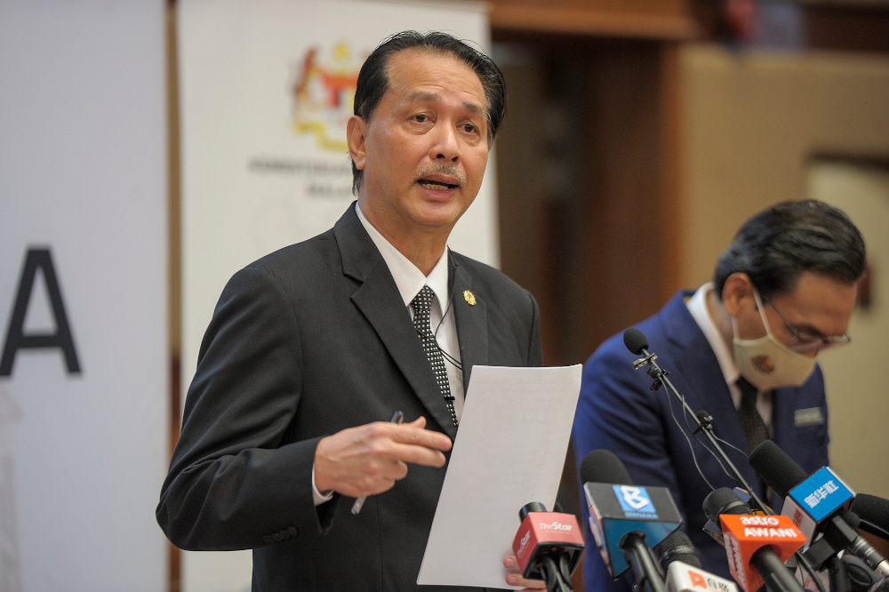 Health director-general Tan Sri Dr Noor Hisham Abdullah speaks during a press conference at the Ministry of Health in Putrajaya October 2, 2020. u00e2u20acu201d Picture by Shafwan Zaidon