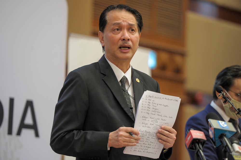 Health director-general Tan Sri Dr Noor Hisham Abdullah speaks during a press conference at the Ministry of Health in Putrajaya October 2, 2020. u00e2u20acu201d Picture by Shafwan Zaidon